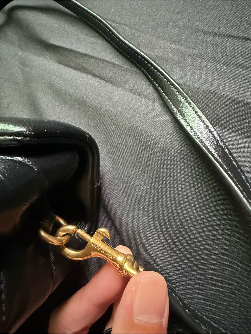 Saint Laurent Black Quilted Leather Crossbody with Gold YSL Hardware - Picture 5 of 8